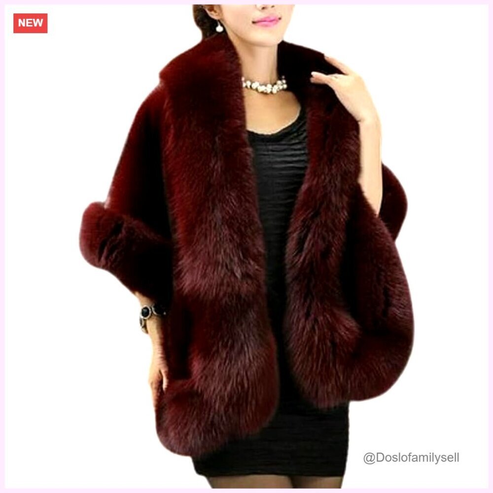 Faux Fur Shawl Wrap Cape One Size Winter Warm Evening Dress Accessory